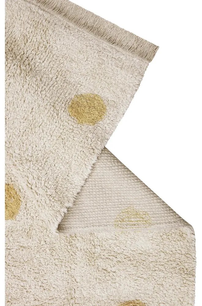 Okkersárga-krémszínű mosható kézi szövésű pamut gyerek szőnyeg 120x160 cm Hippy Dots Honey – Lorena Canals