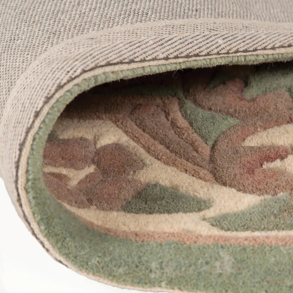 Aubusson zöld gyapjú szőnyeg, ⌀ 120 cm - Flair Rugs