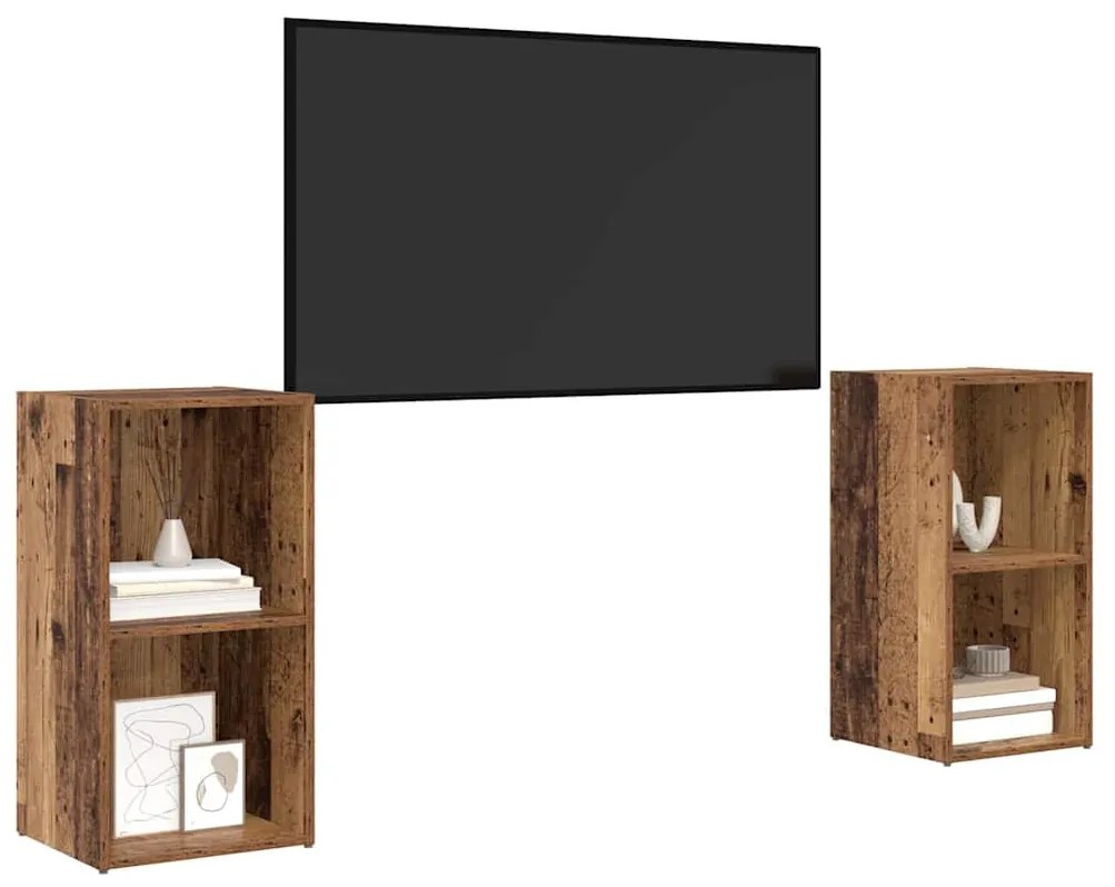 TV szekrény garnitúra 2 pcs Régi fa 72 x 35 x 36.5 cm Faanyag
