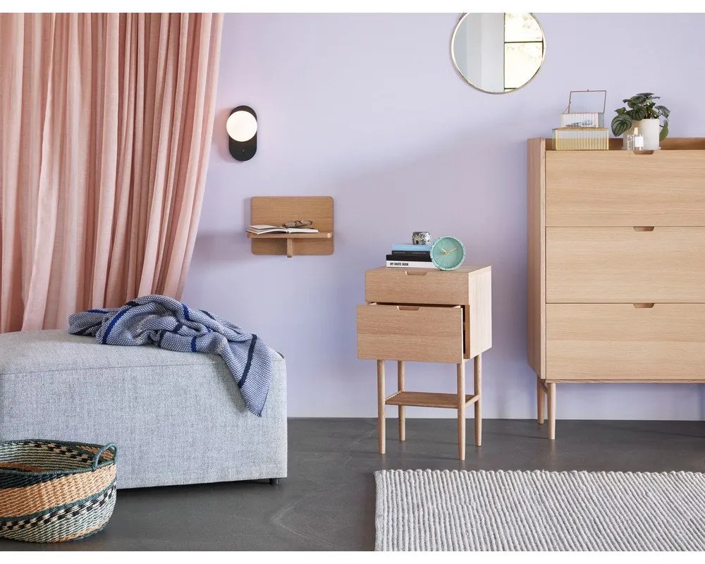 Natúr színű fali polc tölgyfa dekorral 35 cm Less – Hübsch