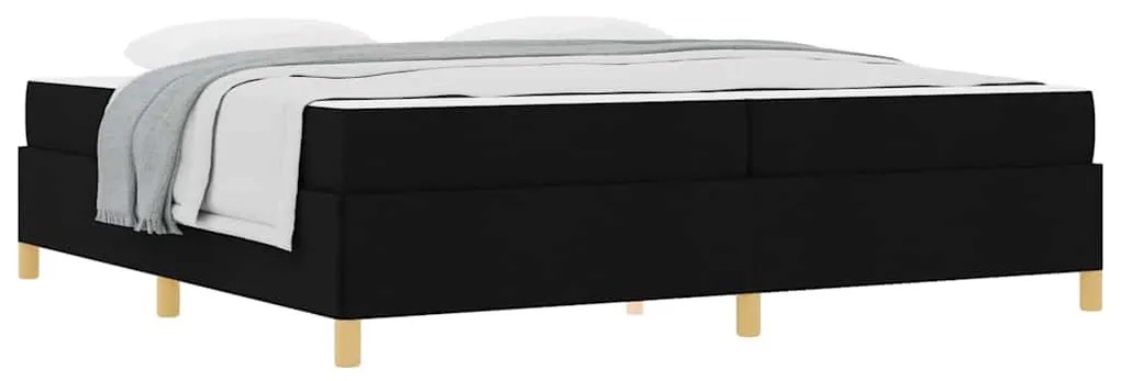 Boxrugós ágy Fekete és fehér és fekete 200 x 200 cm szövet