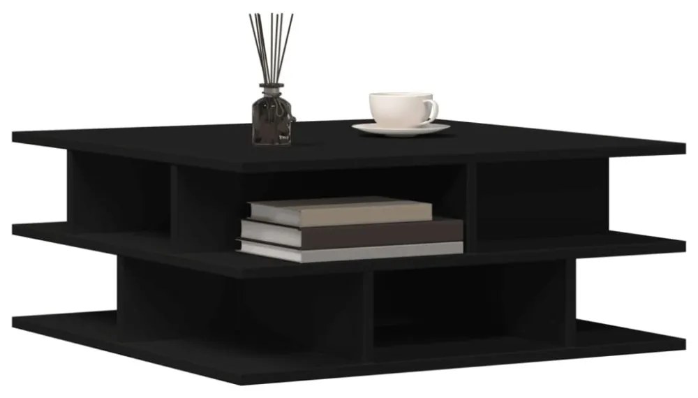 fekete szerelt fa dohányzóasztal 70x70x29 cm