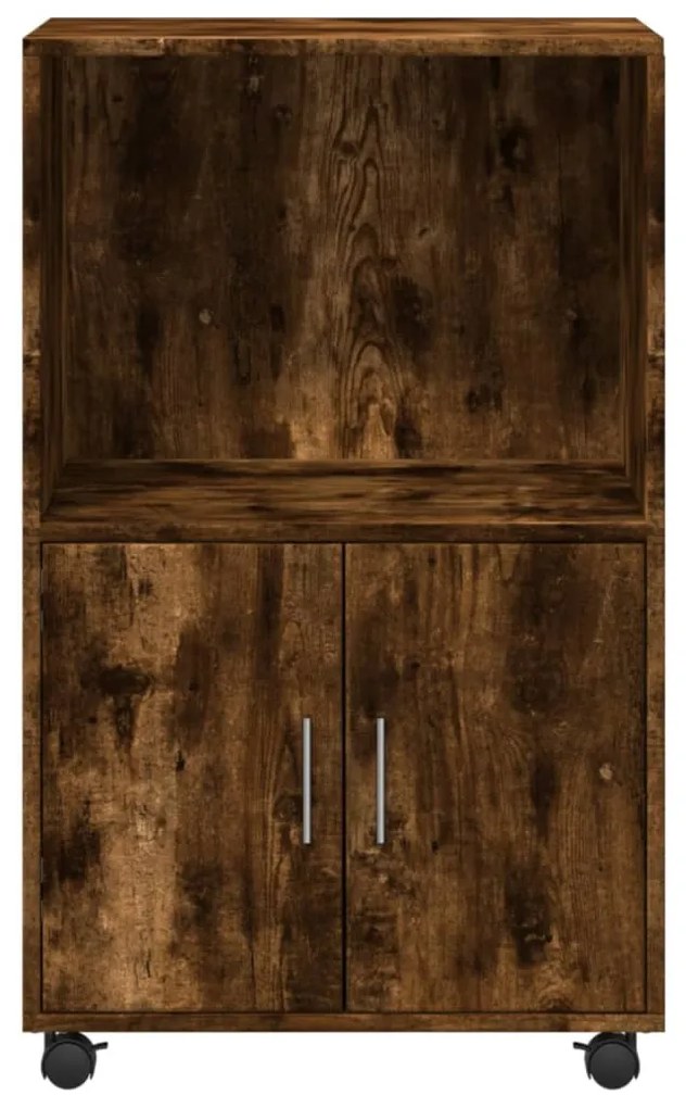 füstös tölgy színű szerelt fa kerekes szekrény 55 x 40 x 91 cm