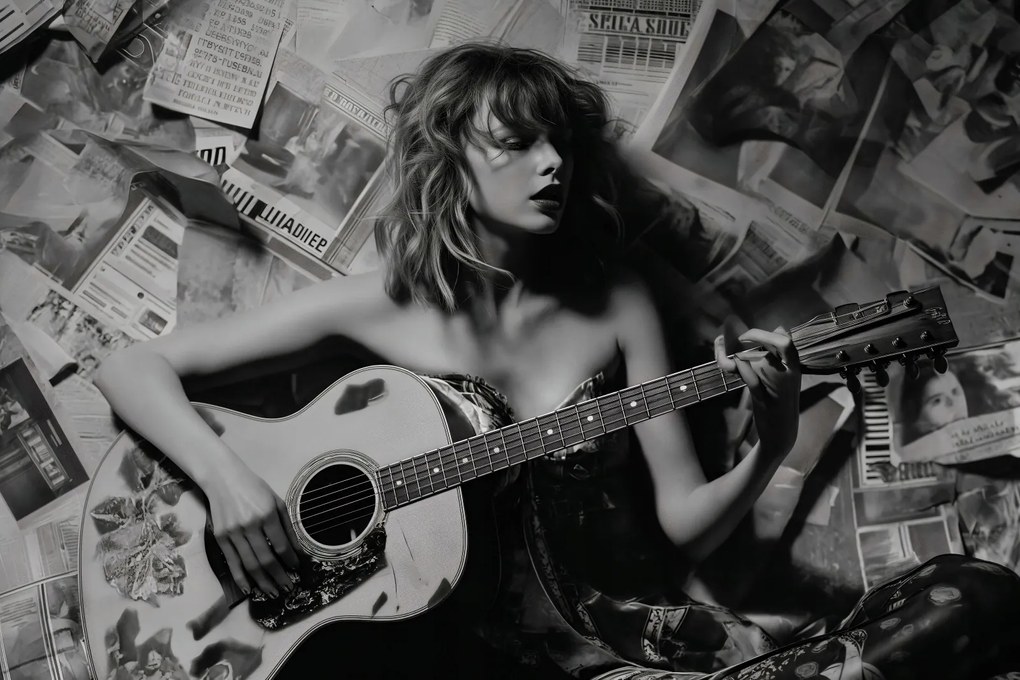 Poszter 60x40cm Fiatal gitárosnő