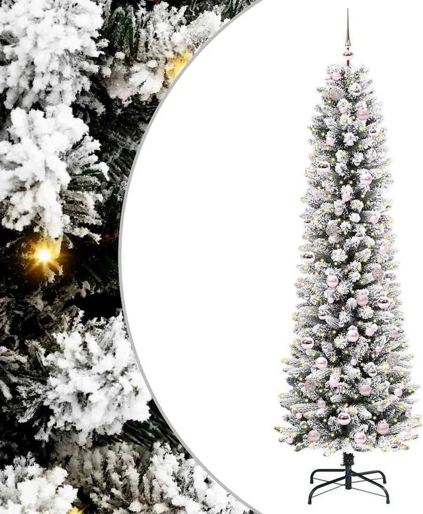vidaXL Mű karácsonyfa 300 LED-del Fehér 210 cm PVC és Fém és Műanyag