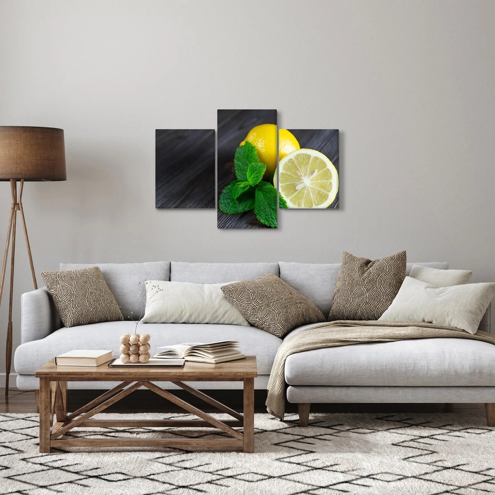 Citrom és a menta az asztalon képe (90x60 cm)