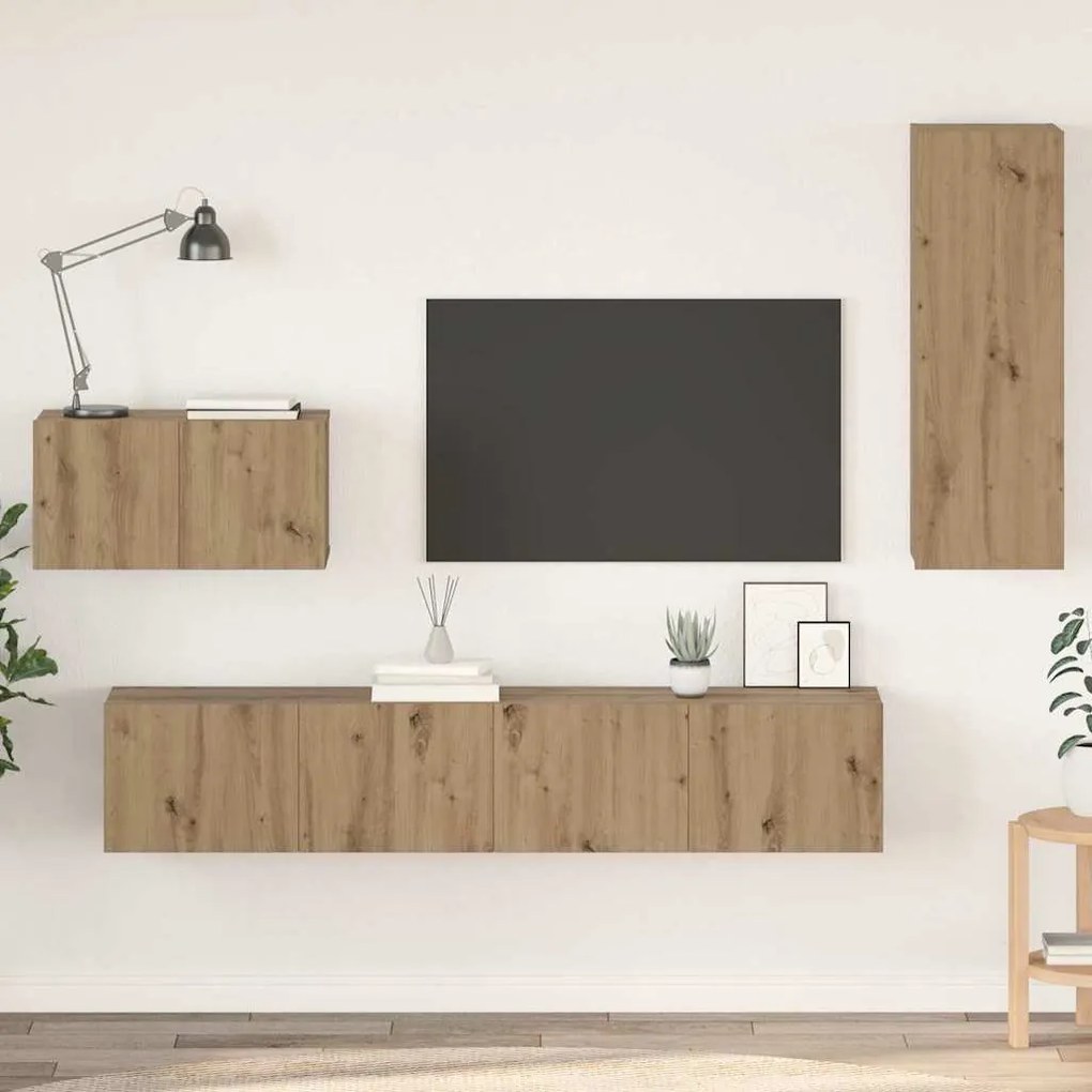 Fali TV Szekrény 4 pcs kézműves tölgy 200 x 30 x 30 cm