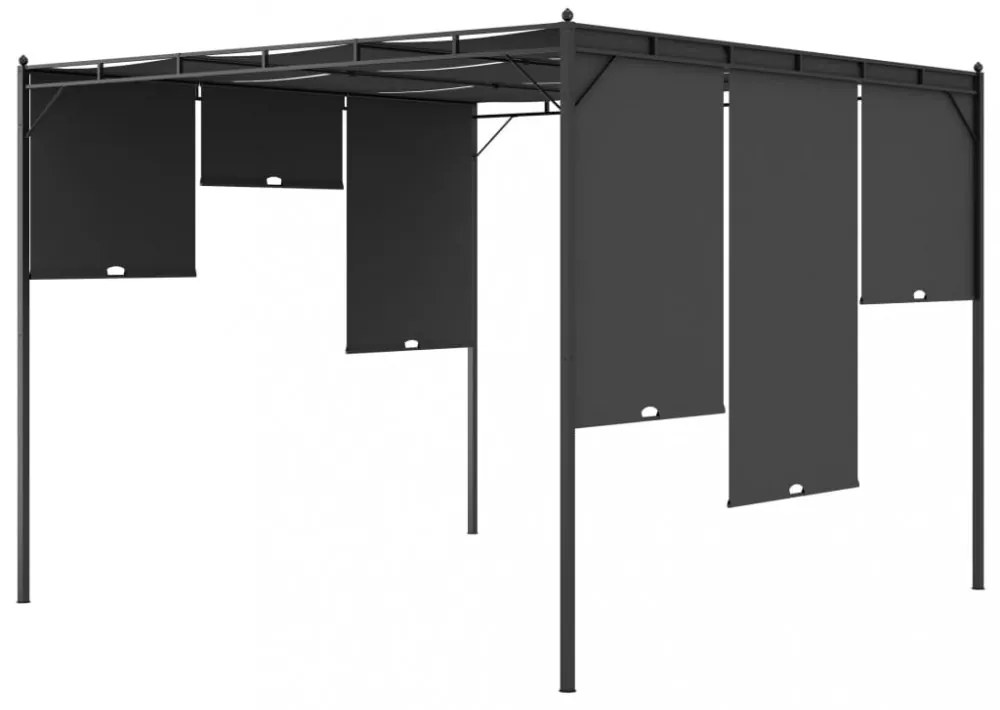 vidaXL antracitszürke kerti pavilon oldalfüggönnyel 3 x 3 x 2,25 m