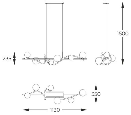 Zuma Line MD3145-6-EBGN - Csillár zsinóron NISYRO 6xG9/3,5W/230V fekete