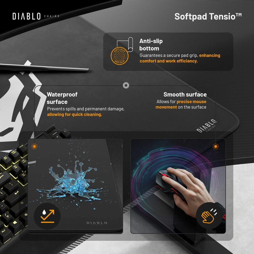 Elektromosan magasságban állítható íróasztal 160 cm fekete: Diablo X-Tensio 1600