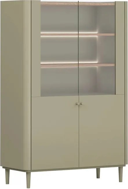 Elivo vitrines szekrény 100 cm kétajtós lábakon - eukaliptusz / baltic dune tölgy