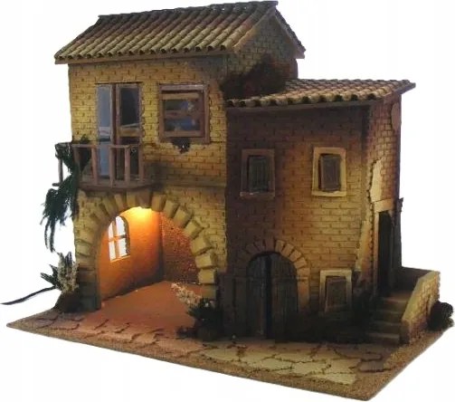 Emeletes Karácsonyi Betlehem Házikó Nővel Az Ablakban Mozgatható 45 CM