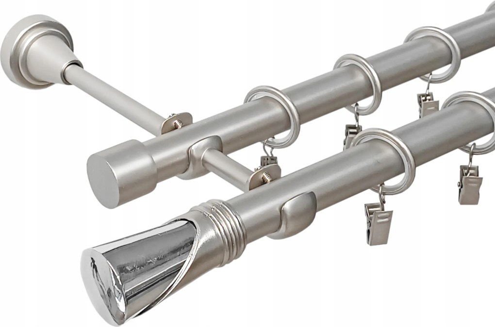 Lux Fém Függönykarnis 19+19 mm dupla Szatén 360 cm MIX Végek