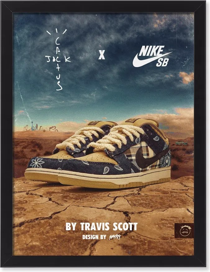 Nike Sb Travis Scott keretes falikép ajándék otthonra 40x30 cm