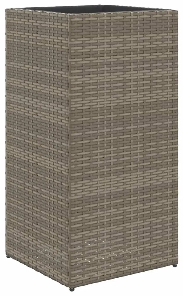 Szürke polyrattan kerti ültetőláda 40x40x80 cm