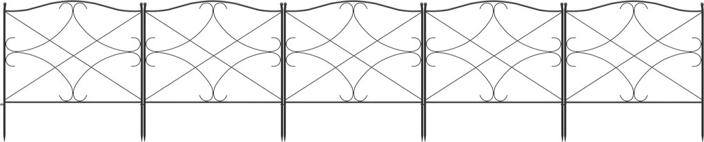 Outsunny 5 darab dekoratív fém kerti kerítés készlet díszítéssel - 305 x 62 cm fekete | Aosom