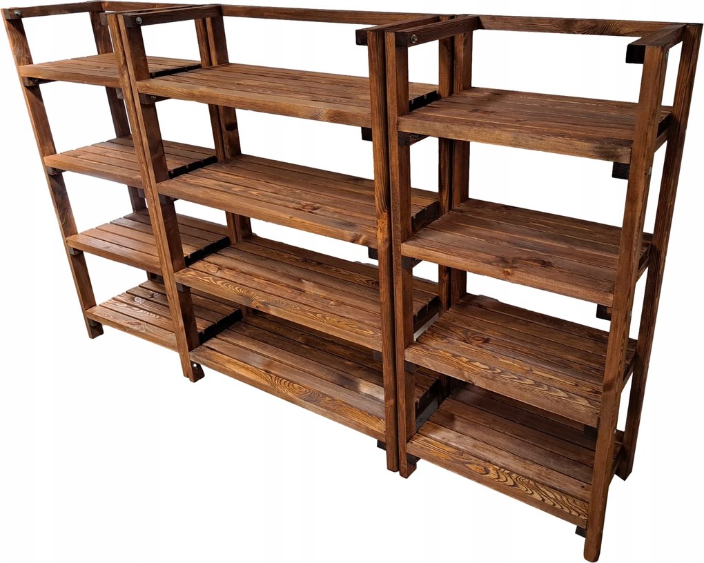 Fából készült, robusztus polc szett 196/35/160 Tek 2 db gyümölcstartó doboz