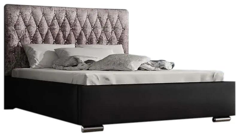 REBECA kárpitozott ágy + ágyrács + matrac, siena 02 kristállyal/dolaro 08, 140x200 cm