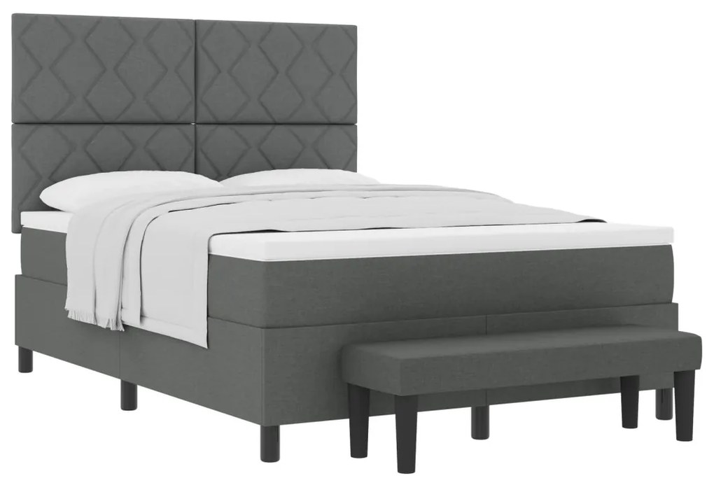 Box Spring Ágy Matraccal és Pad Sötétszürke 140x190 cm Szövet