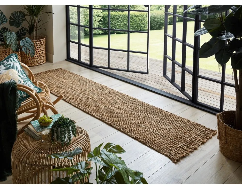 Natúr színű kézi szövésű juta futószőnyeg 60x150 cm Jute Boucle – Flair Rugs