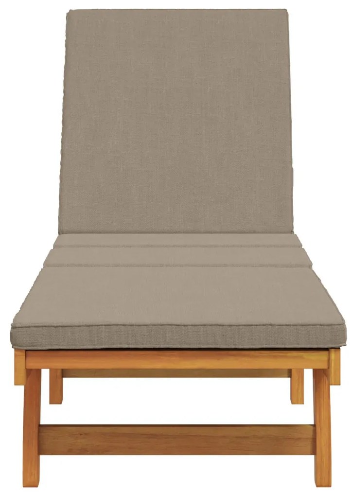 Kerekes napozóágy párnával, taupe, tömör fa