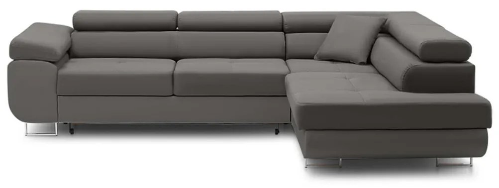 Rigatto sarokkanapé, ágyneműtartóval, bársony, jobboldali, világosszürke