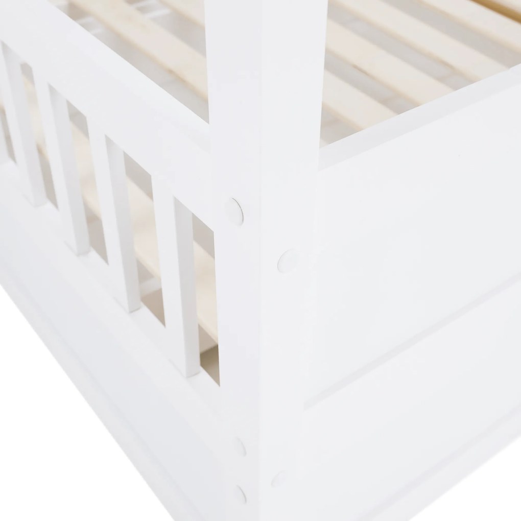Montessori ágy, 90x200, fehér, tömör, BIANKA