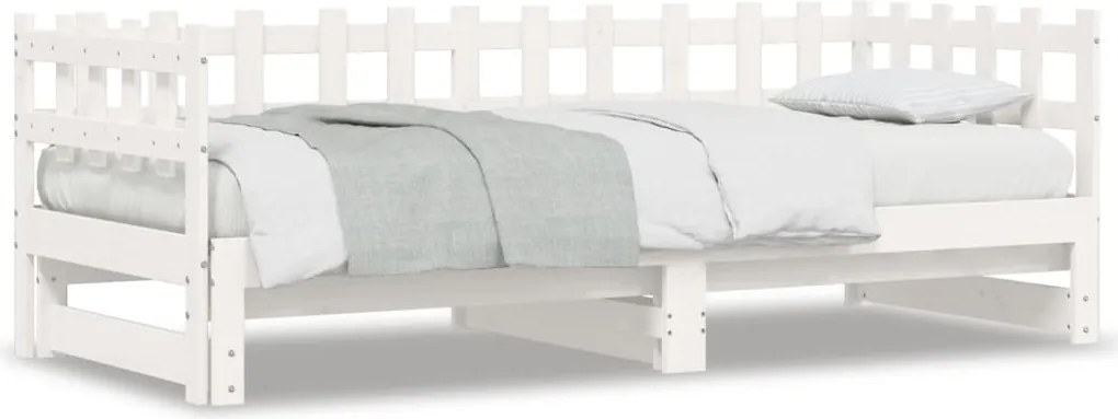 vidaXL fehér tömör fenyőfa kihúzható kanapéágy 2 x (80 x 200) cm