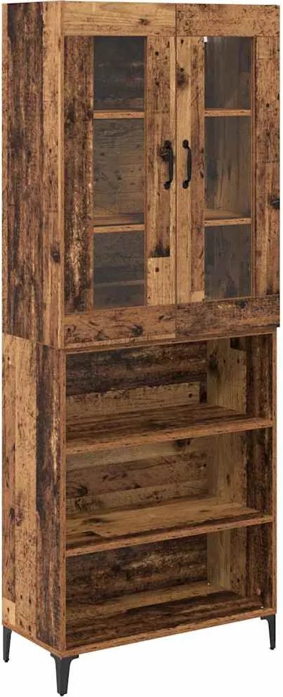 vidaXL Magasfiú Falra szerelhető Öreg fa 69,5 x 34 x 180 cm Faanyag