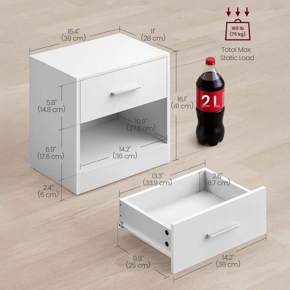 E1081 WT éjjeliszekrény szett, fehér, 2 db