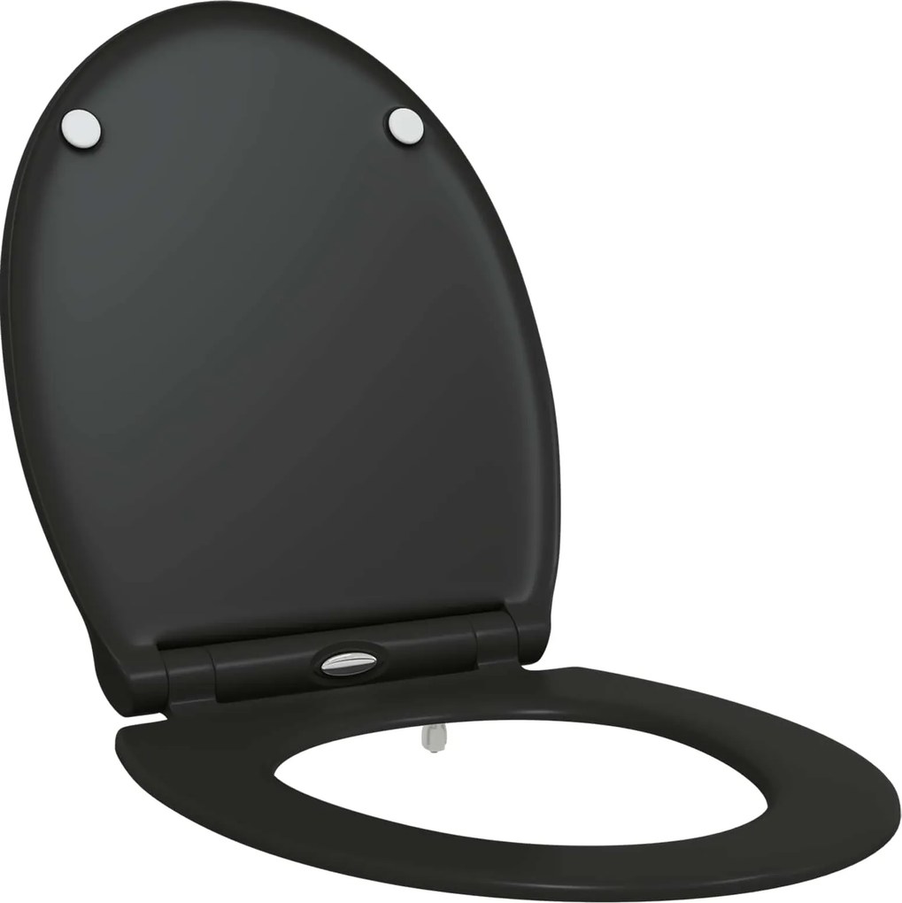 vidaXL WC ülőke Fekete 47 x 37,5 x 3,8 cm Duroplast
