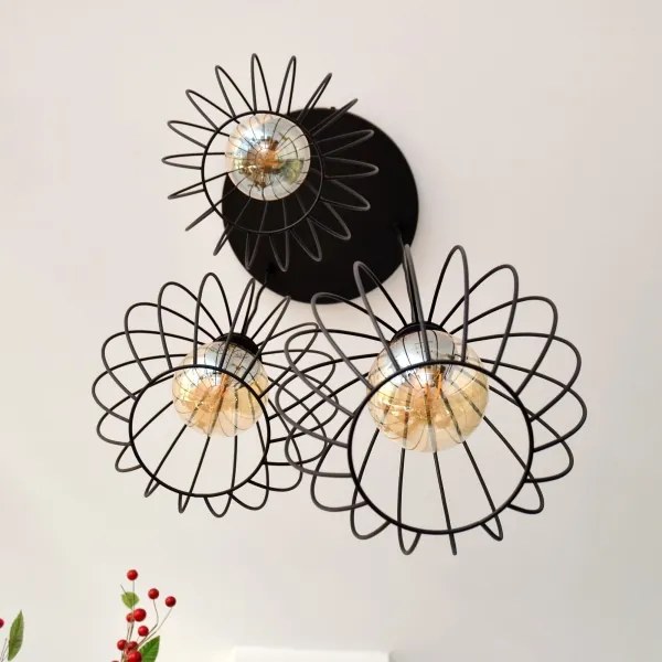 LED Csillár zsinóron MERCURE 3xE27/15W/230V ø 50 cm fekete