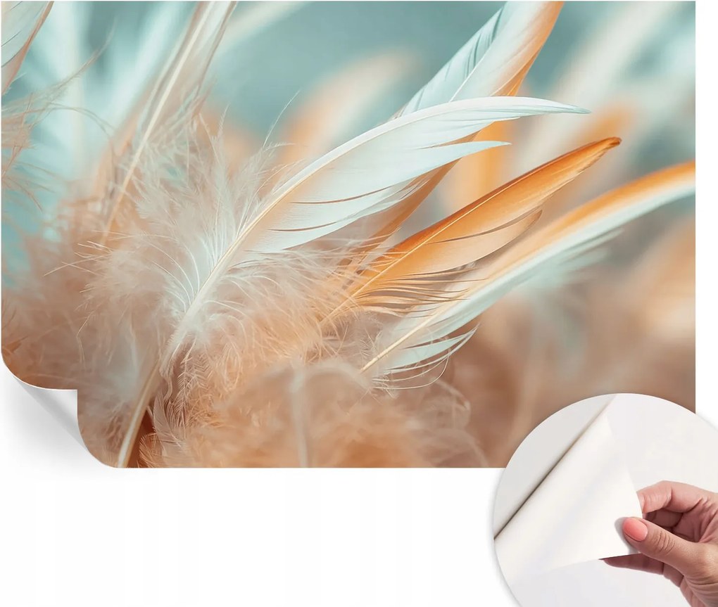 Mosható öntapadós fotótapéta étkezőbe Finom tollak 104x70 cm