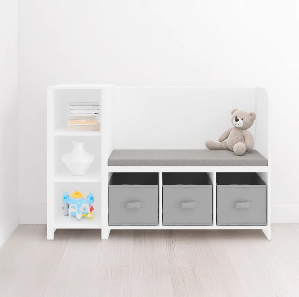 Polcállvány paddal, fehér/szürke, BENKO