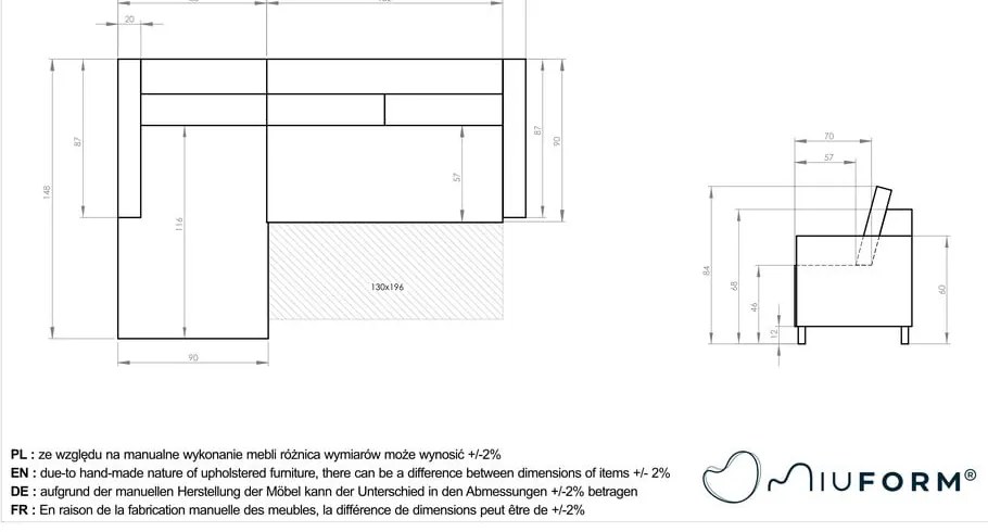 Sötétzöld kordbársony kinyitható sarokkanapé (bal oldali) Lofty Lilly – Miuform