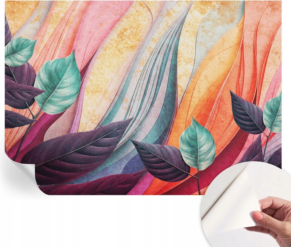 Mosható öntapadós fotótapéta étkezőbe Absztrakt levelek 208x146 cm