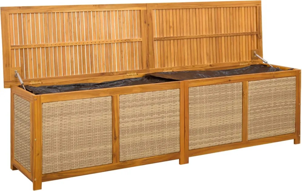 vidaXL Kerti Tároló Doboz 185 L Tömör Akácfa 200 x 50 x 56 cm Bézs