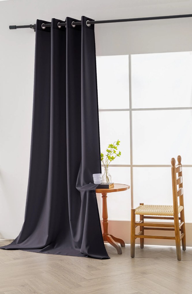 Függöny OXFORD LIGHT 140x250 cm, sötétszürke Felfüggesztés: Hullámos sínszalag