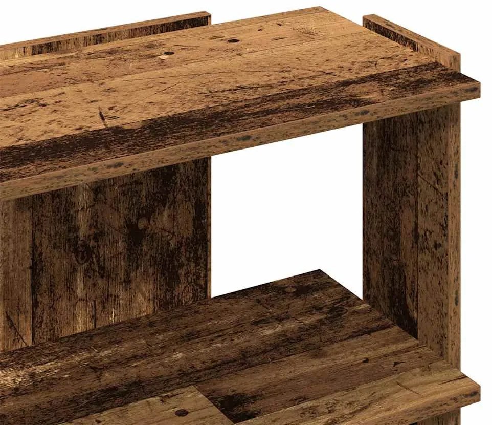 3 szintes antik fa szerelt fa könyvespolc 60 x 30 x 60 cm