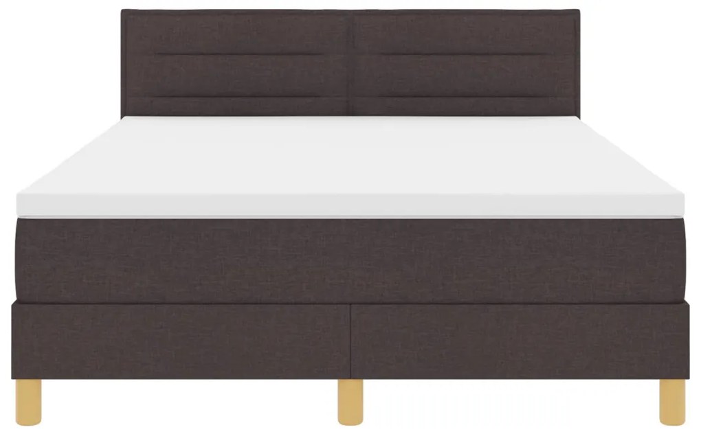 Box Spring Ágy Matraccal &amp; LED Sötétbarna 140x190 cm Szövet