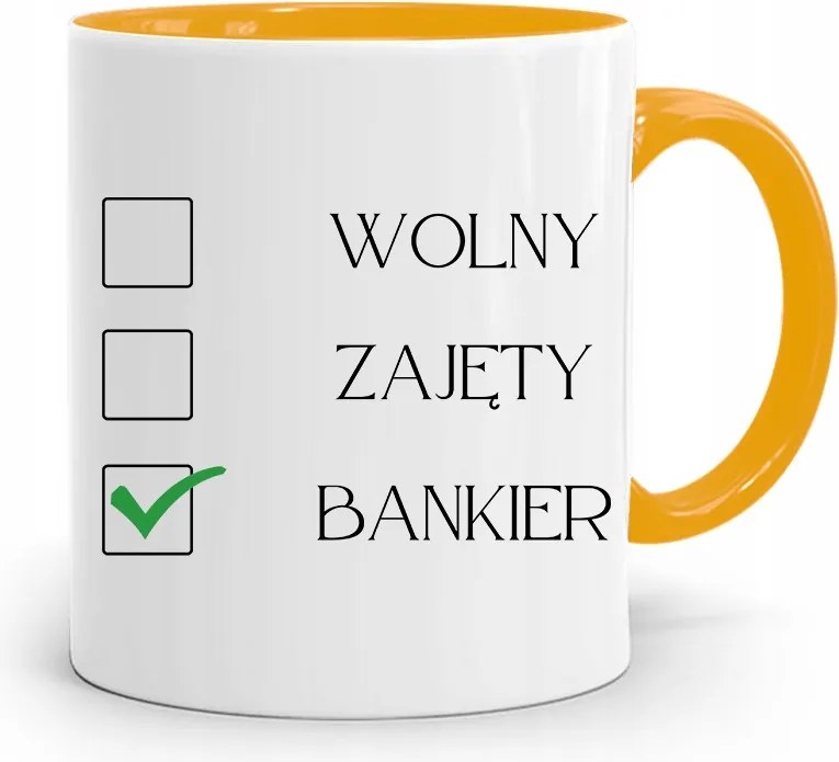 Bankárnak Sárga Bögre Születésnapi Ajándék fényképes nyomtatással