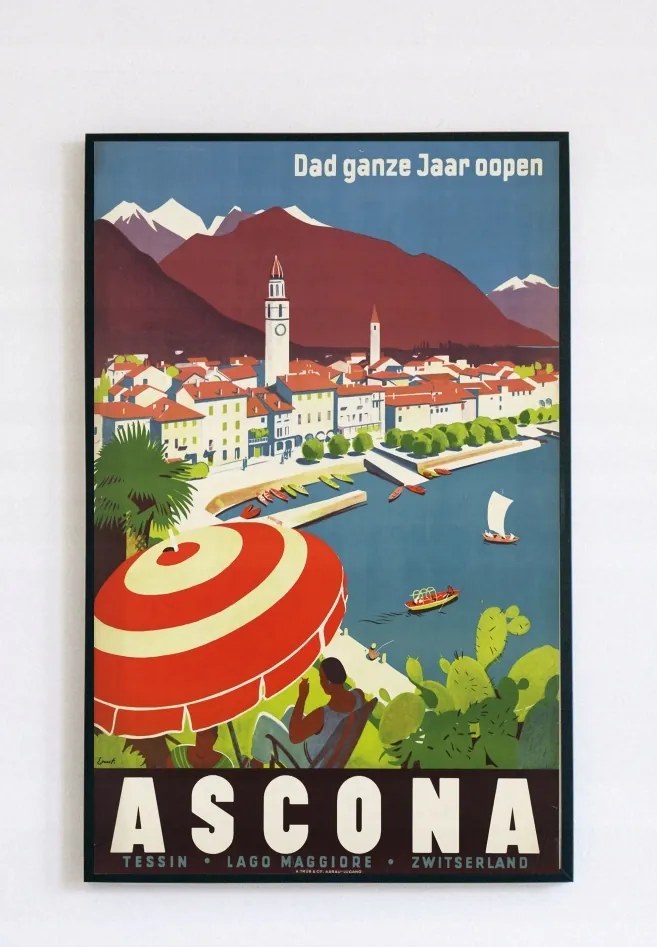Régi háború előtti poszter Ascona 1930r.70x50cm