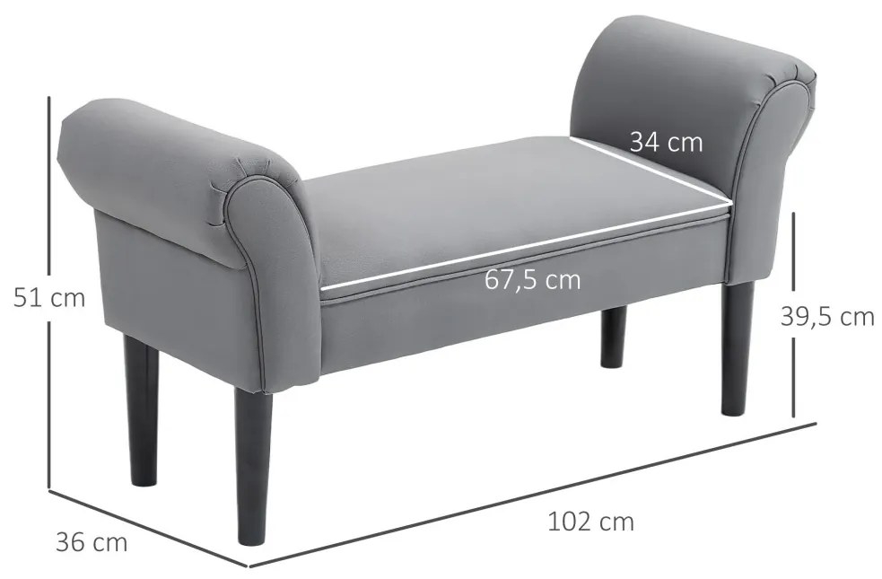 Ülőpad, előszobába vagy hálószobába, 130 kg-ig terhelhető, sötétszürke, 102 x 36 x 51 cm