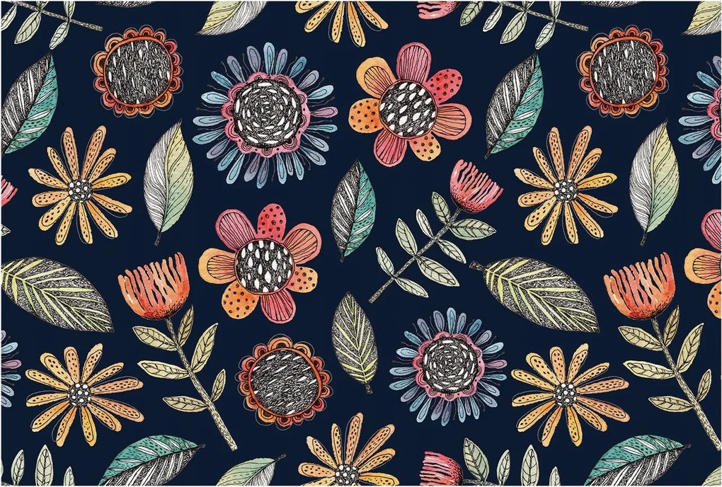 Fotótapéta Fali tapéta Hálószoba Nappali szoba Virágos mozaik 104x70 Ragasztó