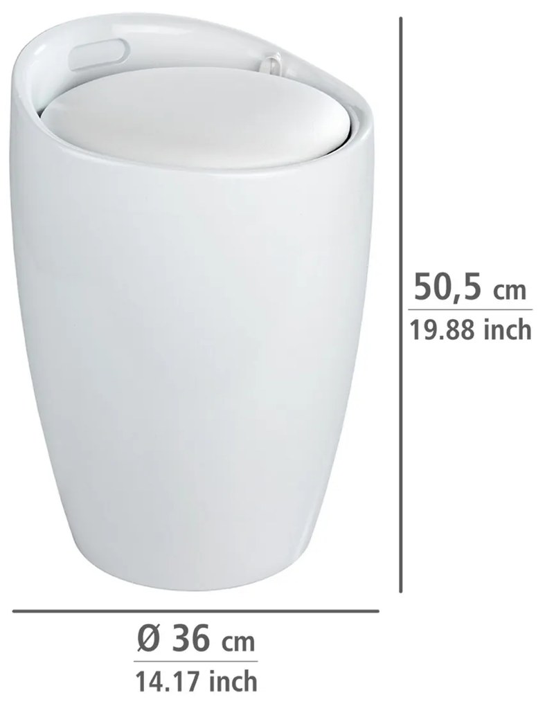 Wenko Fürdőszoba szék mosodai tárolóval Candy 20 l, fehér