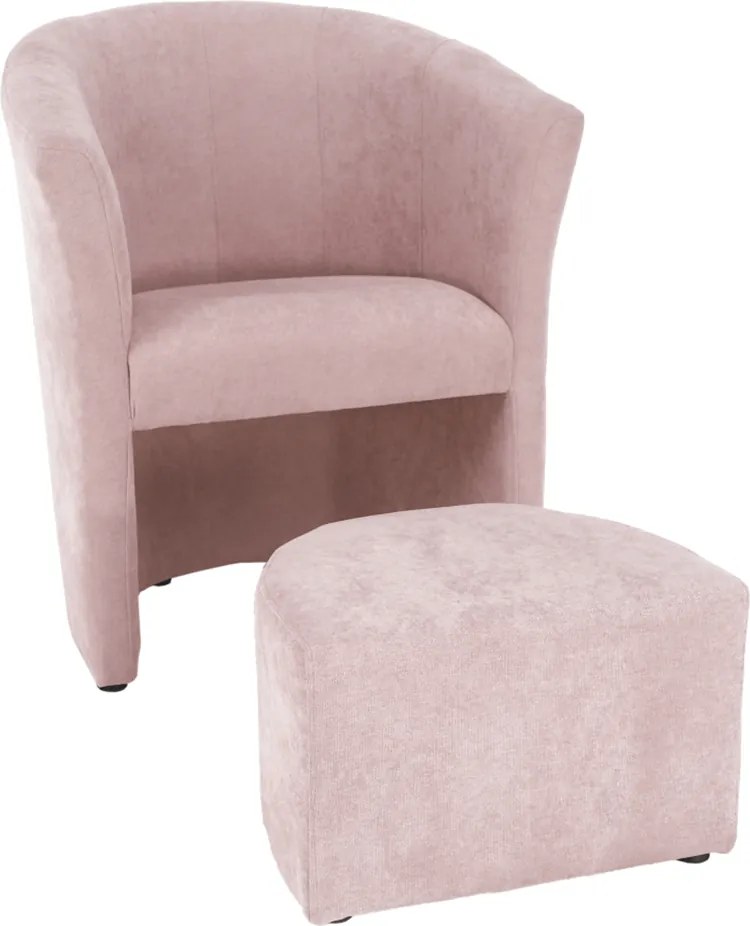Klub fotel puffal, rózsaszín, ROSE