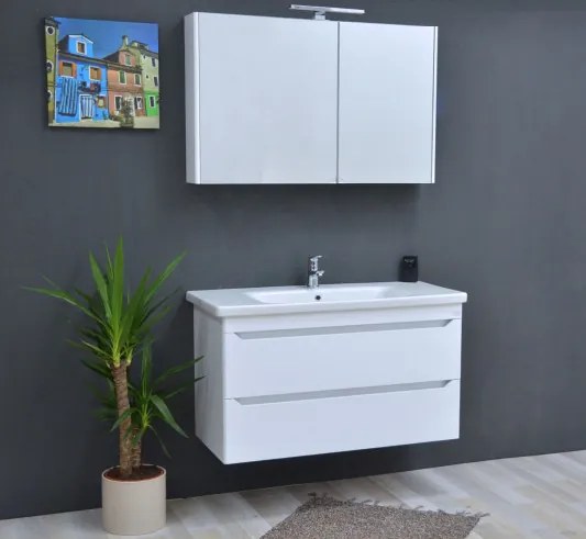 TMP SHARP - FEKETE - Tükrös fürdőszobai szekrény - 100 cm