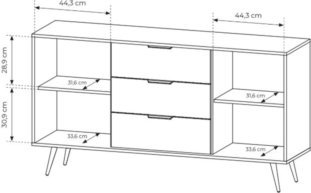 Flaro komód fiókokkal 153 cm - dunin tölgy