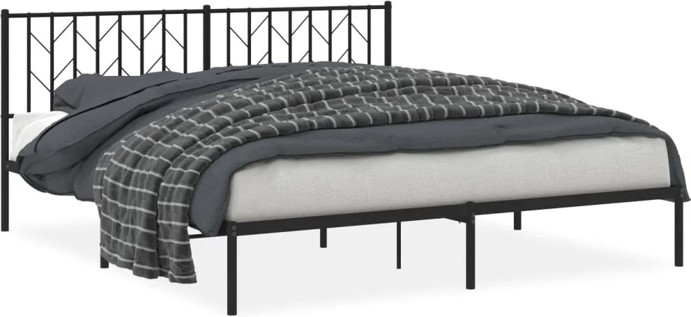 vidaXL fekete fém ágykeret fejtámlával 183 x 213 cm