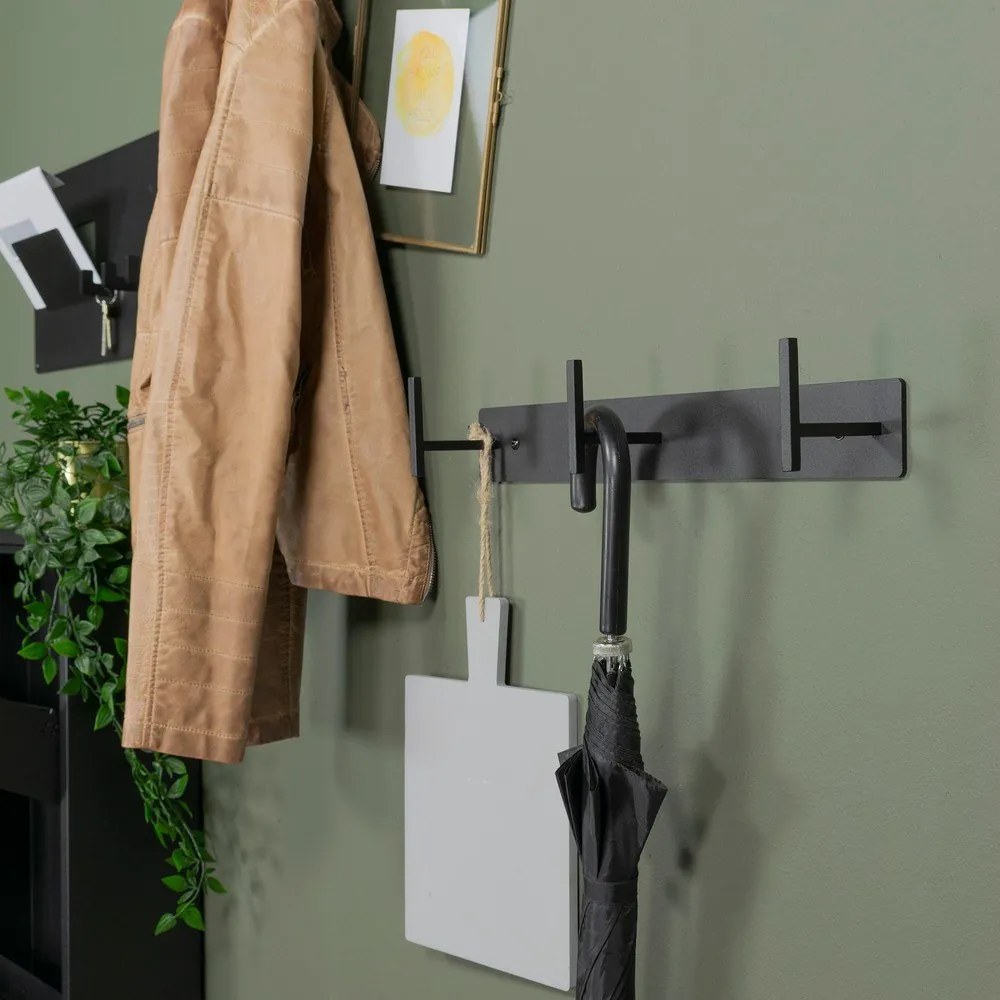 Fekete fém fali fogas 44 cm Chapman – Spinder Design